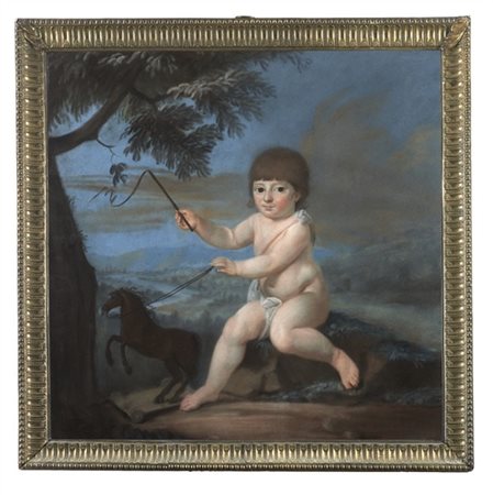 Luigi Bernero (Attribuito)

"Fanciullo con cavallino" 
pastelli colorati su cart