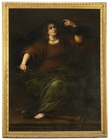 Scuola del secolo XVIII

"Allegoria della Calunnia"
olio su tela (cm 159x119,5)