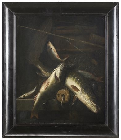 Jacob Gillig (attr.)

"Pesci appena pescati"
olio su tavola (cm 43,5x35,5)
al ve