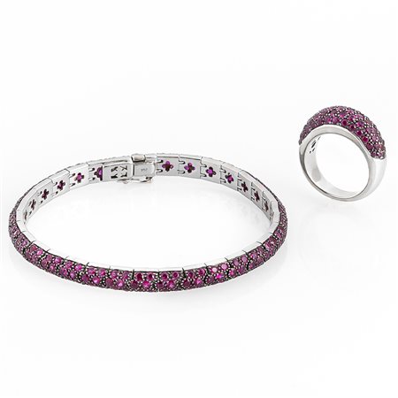 Bracciale tennis e anello con Rubini.