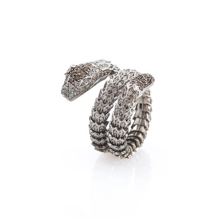 Anello a forma di Serpente flessibile con Diamanti.