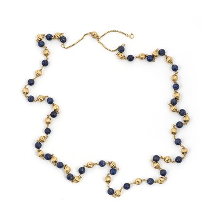 Lunga collana a boules con Lapislazzuli.