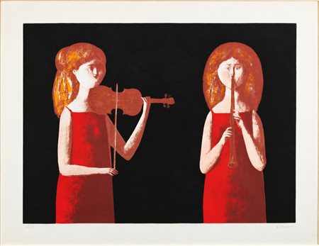 ANTONIO BUENO, (1918-1984), 116 X 149 cm, Concertino 1981 serigrafia a colori...
