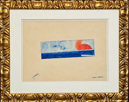 FRANCO ANGELI, (1935-1988), 30 X 41 cm, Tramonto 1974 tecnica mista su carta,...