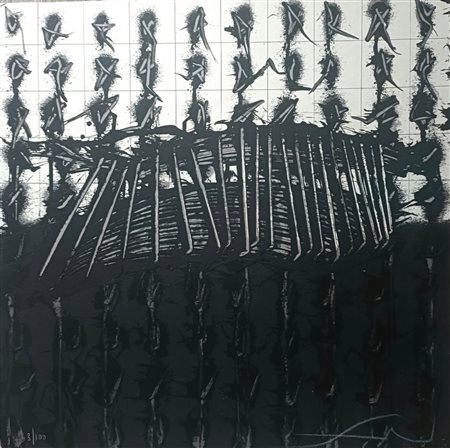 EMILIO SCANAVINO, (1922-1986), 32 X 32 cm, senza titolo , litografia su...