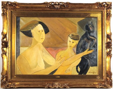 REMO BRINDISI, 50 X 70 cm, Senza titolo Olio su tela Anno 1951 Firma e anno...