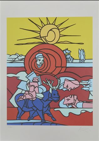 VALERIO ADAMI, (1935), 69 X 49 cm, sun 2010 litografia su carta, edizione di...