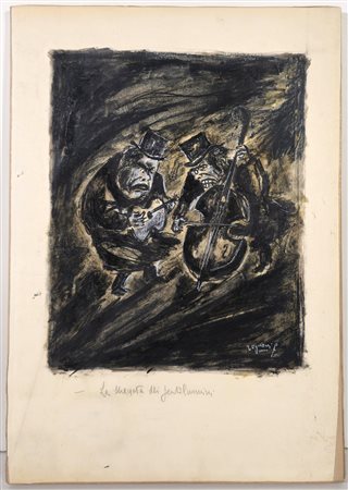 FRANCO ROGNONI, 48 X 34 cm, Tecnica mista du carta intelata. Firma in basso a...