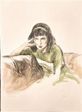 ALBERTO SUGHI, 60 X 80 cm, acquatinta e pastello su carta, Firma sul fonte a...