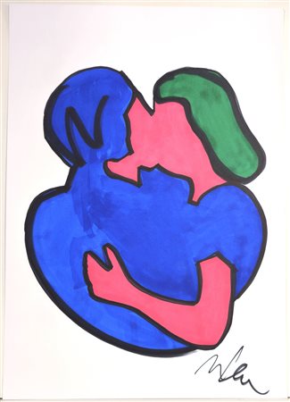 MARCO LODOLA, 42 X 30 cm, Senza Titolo, pennarelli su cartoncino. Firma in...