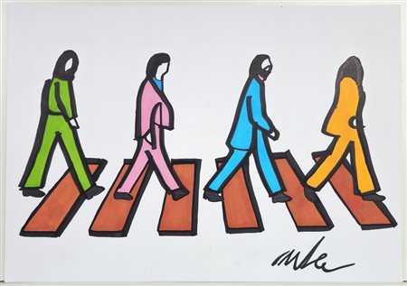 MARCO LODOLA, 30 X 42 cm, Senza Titolo, pennarelli su cartoncino. Firma in...