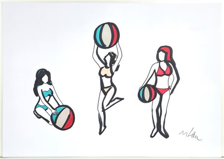 MARCO LODOLA, 30 X 42 cm, Senza Titolo, pennarelli su cartoncino. Firma in...