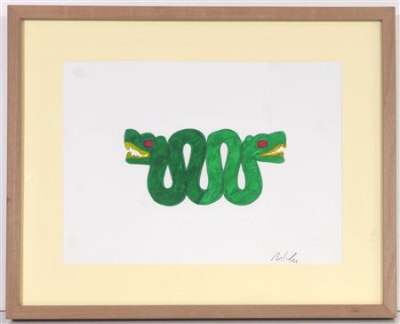 MARCO LODOLA, 24 X 33 cm, Pennarelli su cartoncino firma in basso a destra...