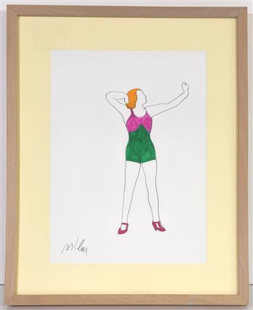 MARCO LODOLA, 33 X 24 cm, Pennarelli su cartoncino firma in basso a sinistra...