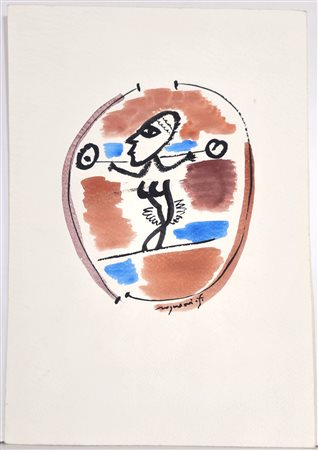FRANCO ROGNONI, 36 X 25 cm, Senza titolo, tecnica mista su cartoncino. Firma...