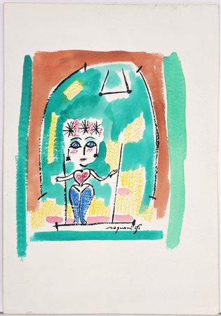 FRANCO ROGNONI, 36 X 25 cm, Senza titolo, tecnica mista su cartoncino. Firma...