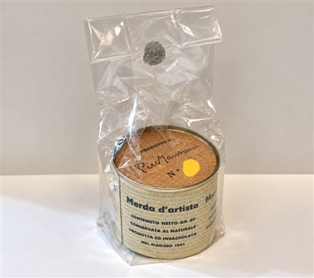 PIERO MANZONI, (1933-1963), Scatoletta di latta stampata 1961-2013, cm h 7,5...
