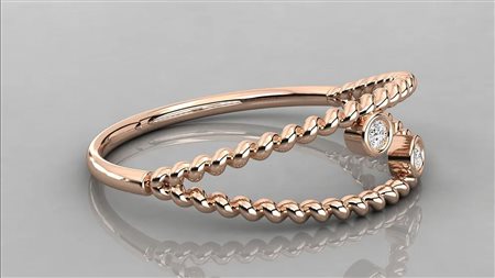 ANELLO IN ORO ROSA 14K CON DIAMANTE DA 0,03 CT CERTIFICATO GEMMOLOGICO ALLEGATO - DOC-0036890-0036