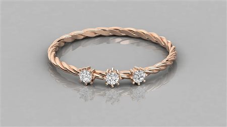 ANELLO FASHION IN ORO ROSA 14K CON DIAMANTI DA LABORATORIO TAGLIO ROTONDO DA 0,09 CT TOTALE - DOC-0038005-0036
