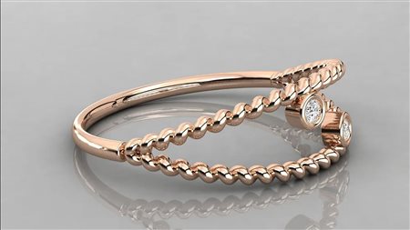 ANELLO FASHION IN ORO ROSA 14K CON DIAMANTI DA LABORATORIO TAGLIO ROTONDO DA 0,03 CT TOTALE - DOC-0038153-0036