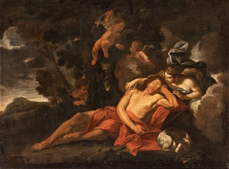 Artista attivo a Roma, seconda metà XVII secolo  
Diana ed Endimione 
Olio su tela cm. 74,5x99,5. Con cornice