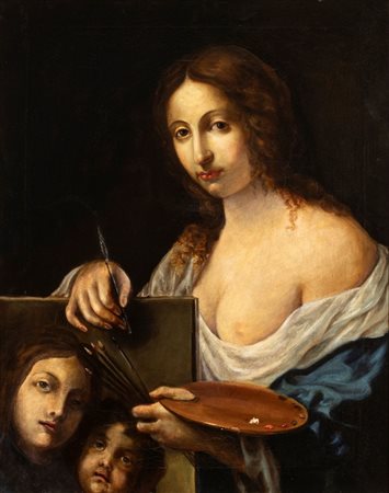 Artista fiorentino, XVII secolo  
Allegoria della pittura  
Olio su tela cm. 75,5x60,5. Con cornice