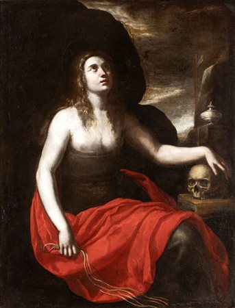 Artemisia Gentileschi (ambito di) (Roma, 1593 - Napoli, 1653) 
Maddalena penitente 
Olio su tela cm. 127x98. Con cornice