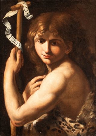 Artista emiliano, XVII secolo  
San Giovanni Battista fanciullo 
Olio su tela cm. 67x49. Con cornice