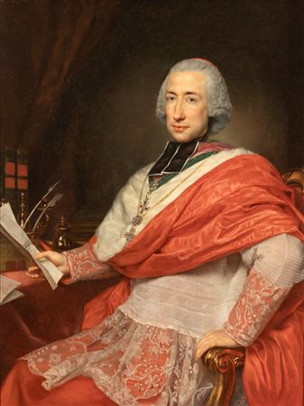 Anton von Maron (Vienna, 1733  - Roma, 1808) 
Ritratto del cardinale Francesco Hezan von Harras 
Olio su tela cm. 116x87. Con cornice