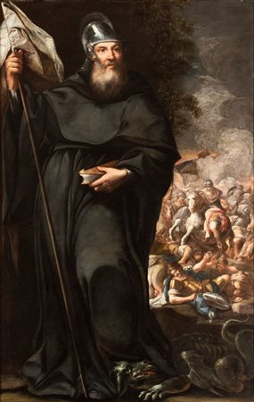 Scuola napoletana, XVII secolo  
San Gulielmo d'Aquitania 
Olio su tela cm. 145x93,5. Con cornice
