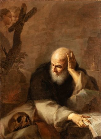Pietro Bardellino (Napoli, 1732 - Napoli, 1806) 
Santo Eremita in meditazione (Sant'Antonio Abate?) 
Olio su tela cm. 104x76. Con cornice