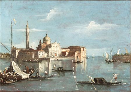 Francesco Guardi (cerchia di) (Venezia, 1712 - 1793) 
Veduta dell'isola di San Giorgio prima metà XIX secolo
Olio su tela cm. 28,5x41,5. Con cornice