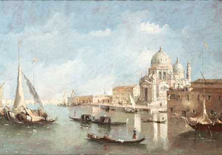 Francesco Guardi (cerchia di) (Venezia, 1712 - 1793) 
Veduta di Santa Maria della Salute prima metà XIX secolo
Olio su tela cm. 28,5x41,5. Con cornice