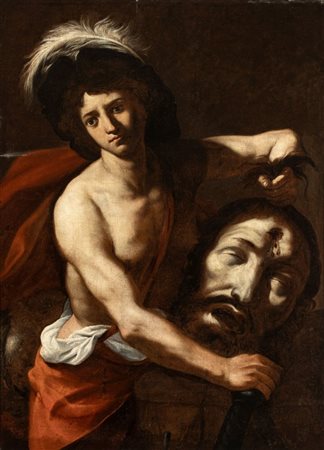 Artista attivo a Napoli, primo quarto XVII secolo  
David con la testa di Golia 
Olio su tela cm. 125x90,5. Con cornice