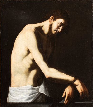 Jusepe de Ribera (Xàtiva, 1591 - Napoli, 1652) 
Cristo flagellato 
Olio su tela cm. 83,5x72. Con cornice