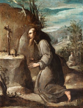 detto il Mastelletta (attribuito a) (Bologna, 1575 - 1655) 
San Francesco 
Olio su rame cm. 27x21. Con cornice