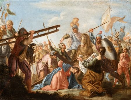Artista veneto, XVIII secolo  
Cristo e Santa Veronica  
Olio su tela cm. 62x80,5. Con cornice