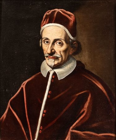 Artista attivo a Roma, seconda metà XVII secolo  
Ritratto di papa Innocenzo XI  
Olio su tela cm. 73x60. Con cornice