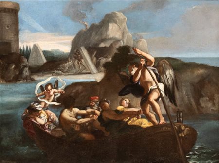 Carlo Maratti (cerchia di) (Camerano, 1625 - Roma, 1713) 
Allegoria del Tempo 
Olio su tela cm. 68x90. Con cornice