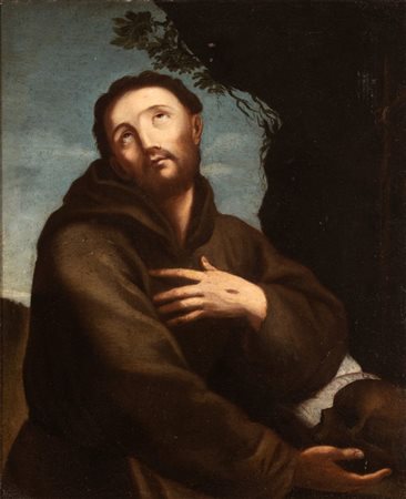 Artista emiliano, XVII secolo  
San Francesco 
Olio su tela cm. 73,5x60. Con cronice