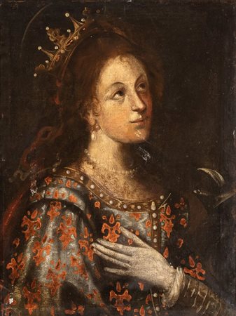 Artista toscano, XVII secolo  
Santa Caterina da Siena 
Olio su tela cm. 64,5x49,5. Con cornice