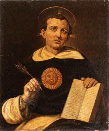 Artista attivo a Napoli, XVIII secolo  
San Tommaso d'Aquino 
Olio su tela cm. 76,5x63,5