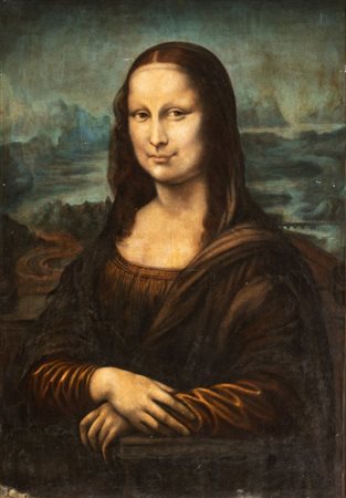 Leonardo da Vinci (seguace di) (Anchiano, 1452 - Amboise, 1519) 
La Gioconda XIX secolo
Olio su tela cm. 79x55,5. Con cornice