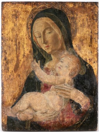 Neroccio di Bartolomeo de' Landi (neimodi_di) (Siena, 1447 - 1500) 
Madonna con Bambino XIX secolo
Tempera su tavola cm. 49x37