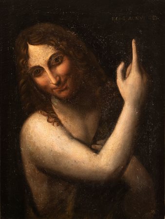 Leonardo da Vinci (seguace di) (Anchiano, 1452 - Amboise, 1519) 
San Giovanni Battista XVIII-XIX secolo
Olio su tela cm. 47,5x36. Con cornice