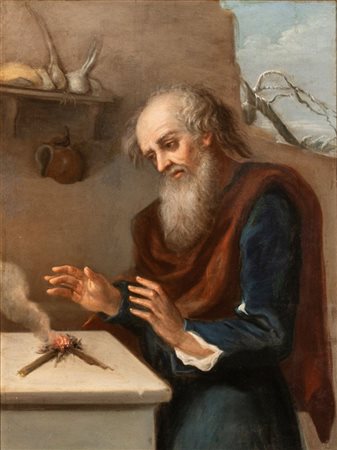 Artista lombardo, XVIII secolo  
Allegoria dell'Inverno 
Olio su tela cm. 100,5x75. Con cornice