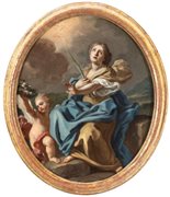 Francesco de Mura (Napoli, 1696 - 1782) 
Santa martire (Sant'Irene?) 
Olio su rame cm. 25x21. Con cornice