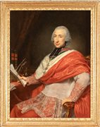 Anton von Maron (Vienna, 1733  - Roma, 1808) 
Ritratto del cardinale Francesco Hezan von Harras 
Olio su tela cm. 116x87. Con cornice