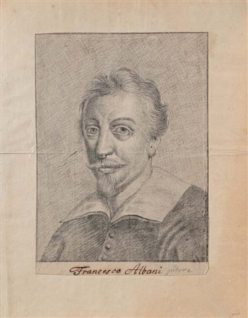 Scuola italiana del XVIII secolo Ritratto di Francesco Albani Pietra nera su...