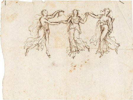 Scuola fiorentina del XVII Secolo Studio delle Tre Grazie Penna e inchiostro...